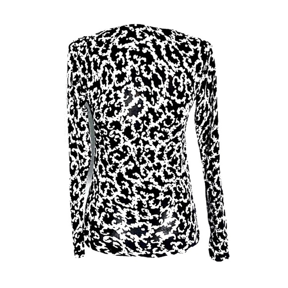 Merona Button Front Cardigan Sweater Black and White Etoile Pattern Stretch Top - Picture 2 of 16